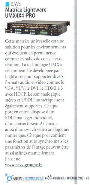 Habitat&Technologie n°4 UMX4x4 Lightware