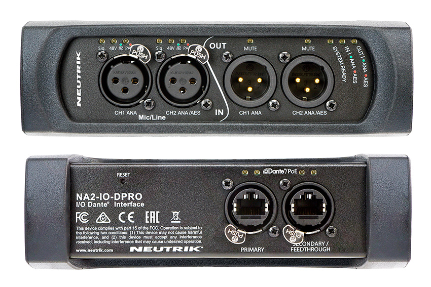 Neutrik NA2-IO-DPRO : une nouvelle interface audio sur IP Dante 3 en 1