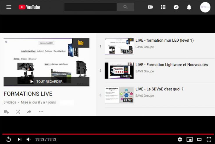 Vous avez raté une des formations EAVS ? Retrouvez-les en version complète sur la chaîne YouTube
