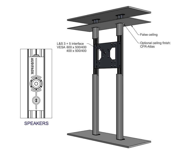 Audipack CTF-ATLAS-XL quand support pour moniteurs 100″ peut fixer